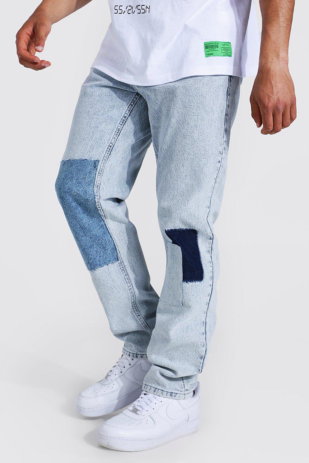 Jean discount patchwork homme